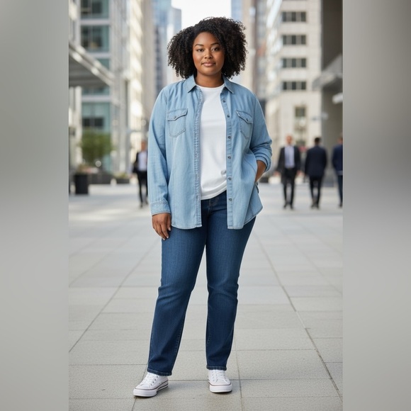 Penningtons Tops - Penningtons, Plus Size Lyocell Denim Shirt, 2X, Blue